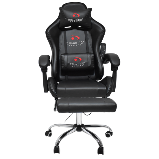 Вибромассажное кресло Calviano AVANTI ULTIMATO total black с подножкой