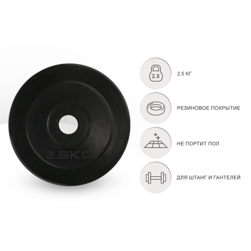 Диск обрезиненный UNIX Fit 2.5 кг,  25 мм