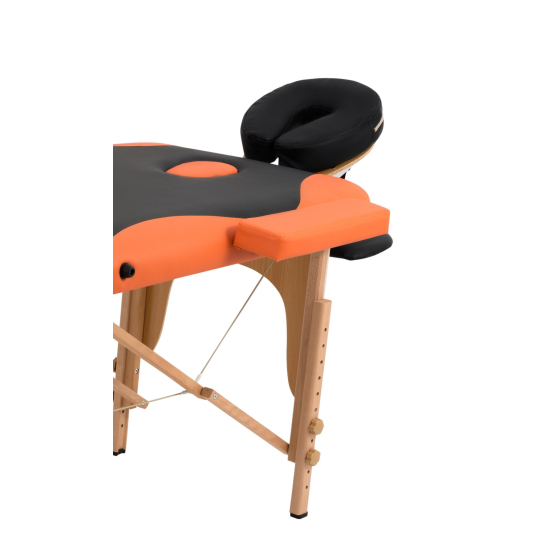 Массажный стол Atlas Sport складной 2-с 60 см деревянный + сумка в подарок (черно-оранжевый)