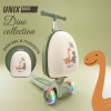 Самокат UNIX Kids Backpack Dino / Дино с рюкзаком бежевый