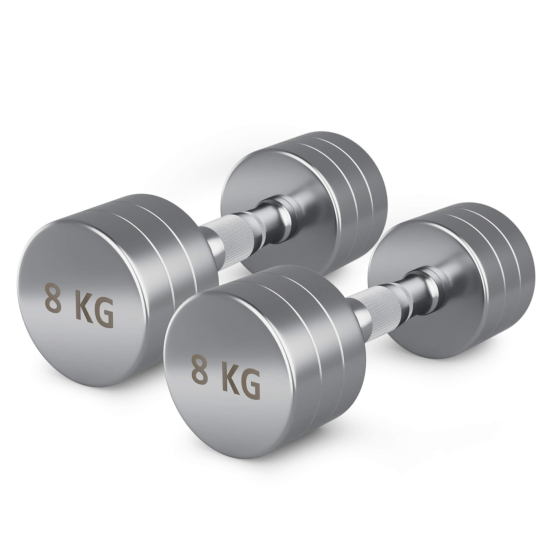 Гантель UNIX Fit PRO круглая хромированная 8 кг, 2 шт.