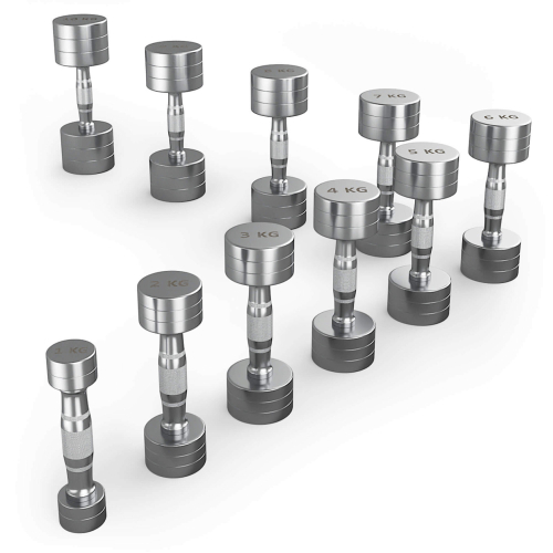 Ряд гантелей круглых UNIX Fit хромированных от 1 до 10 кг