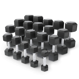 Ряд гантелей гексагональных UNIX Fit обрезиненные от 2,5 до 50 кг