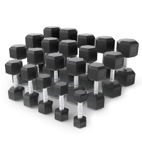 Ряд гантелей гексагональных UNIX Fit обрезиненные от 2,5 до 50 кг