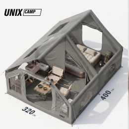 Надувная палатка UNIX Camp Sirius 4х3 серый (+ навес)