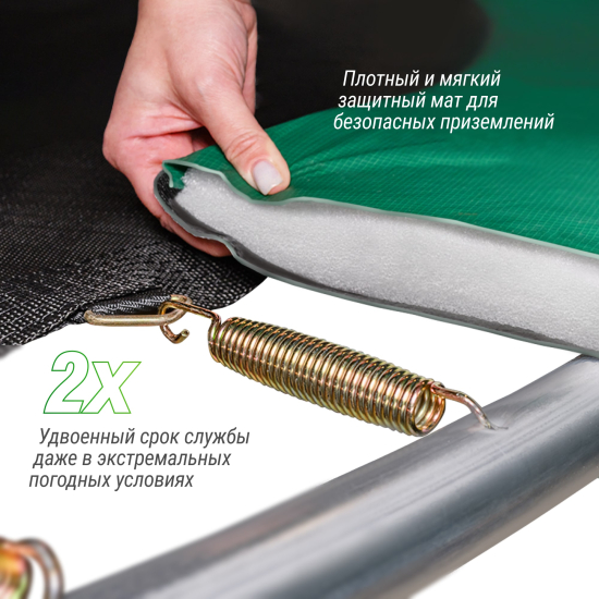 Батут UNIX Line Премиальный / Supreme Basic 14 ft (427 см) зеленый