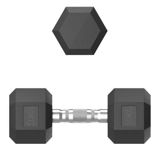 Гантель гексагональная UNIX Fit обрезиненная 10 кг, 2 шт.
