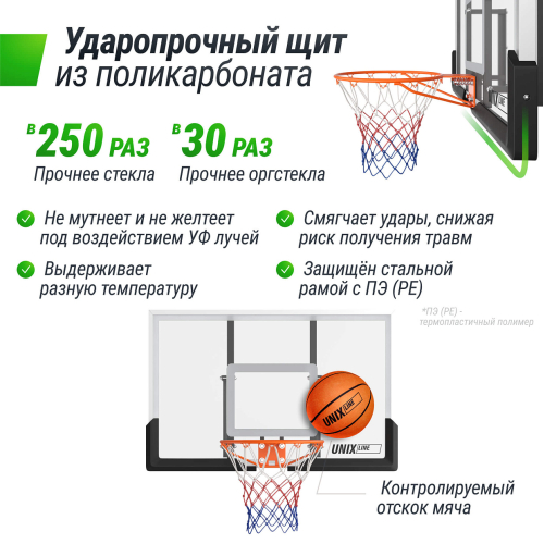 Баскетбольный щит UNIX Line B-Backboard 48"x32" R45