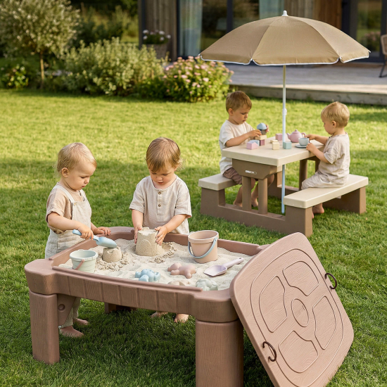 Песочница UNIX Kids Table / стол с крышкой 96 х 66 см коричневый