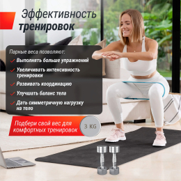 Гантель UNIX Fit PRO круглая хромированная 3 кг, 2 шт.