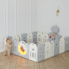 Манеж UNIX Kids Deluxe / Делюкс серый180 x 200 см, с баскетбольным кольцом и ковриком