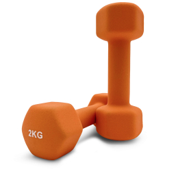 Гантель UNIX Fit неопреновая 2 кг Orange, 2 шт.