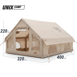 Надувная палатка UNIX Camp Sirius 4х3 бежевый (+ навес)