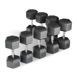 Ряд гантелей гексагональных UNIX Fit обрезиненных от 12,5 до 30 кг