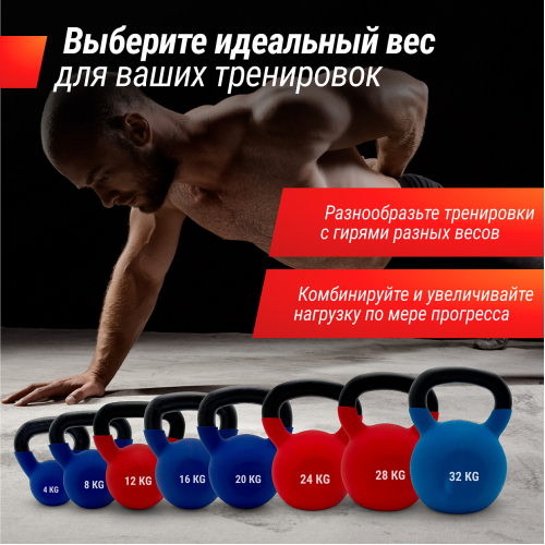 Гиря UNIX Fit виниловая 32 кг Blue