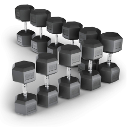 Ряд гантелей гексагональных UNIX Fit обрезиненные от 27,5 до 50 кг