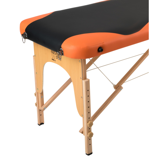 Массажный стол Atlas Sport складной 2-с 60 см деревянный + сумка в подарок (черно-оранжевый)