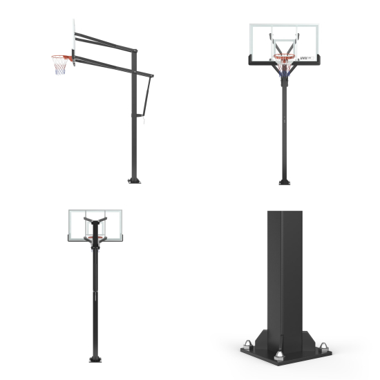Баскетбольная стойка стационарная UNIX Line B-Stand-TG PRO 72"x42" (180 х 105 см) R45 H230-305 см