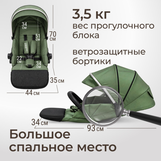 Коляска прогулочная UNIX Kids Verona / Верона зеленый