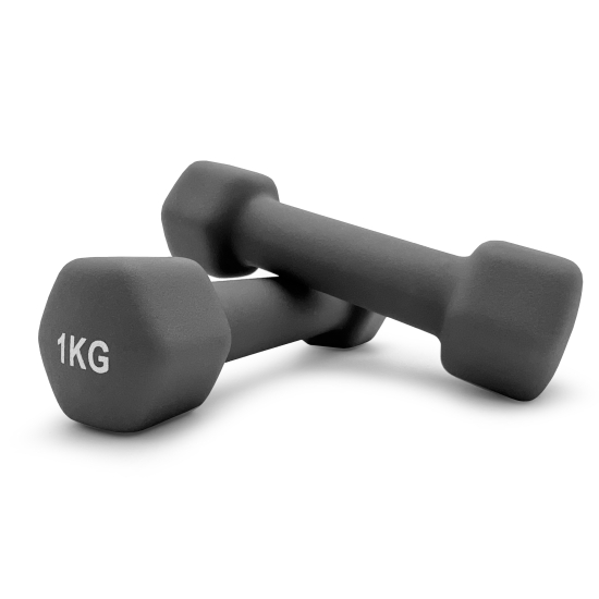 Гантель UNIX Fit неопреновая 1 кг Grey, 2 шт.