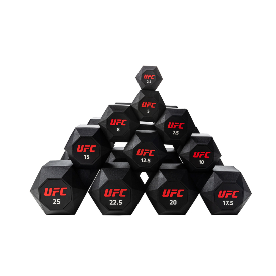 Комплект обрезиненных октагональных гантелей 5 пар от 10 до 20кг UFC Octagon Dumbbell