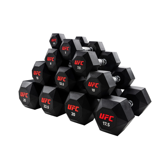 Комплект обрезиненных октагональных гантелей 5 пар от 10 до 20кг UFC Octagon Dumbbell