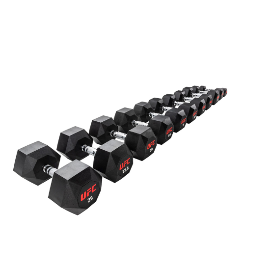 Комплект обрезиненных октагональных гантелей 5 пар от 10 до 20кг UFC Octagon Dumbbell
