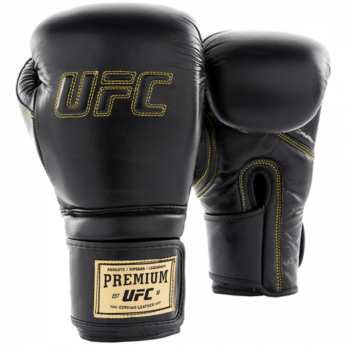UFC Премиальные тренировочные перчатки на липучке чёрные - 18 Oz