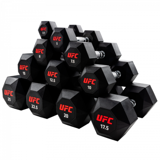 Комплект обрезиненных октагональных гантелей 5 пар от 10 до 20кг UFC Octagon Dumbbell