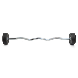Штанга неразборная обрезиненная 15 кг. Изогнутый гриф. VictoryFit VF-DX5150