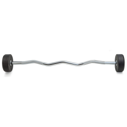 Штанга неразборная обрезиненная 20 кг. Изогнутый гриф. VictoryFit VF-DX5200