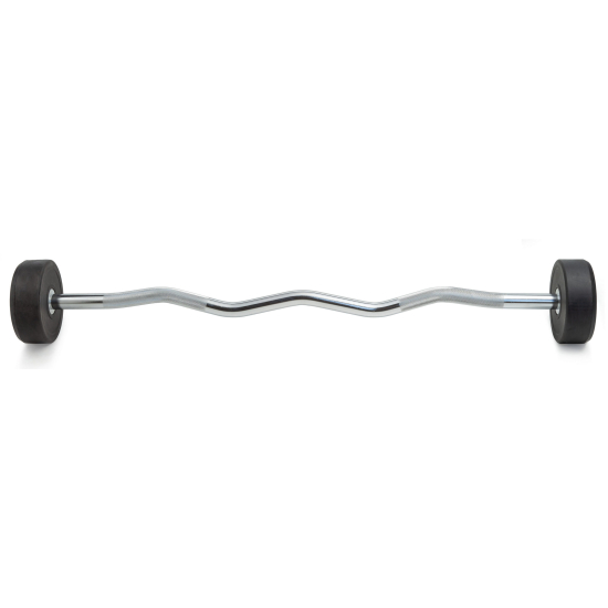 Штанга неразборная обрезиненная 20 кг. Изогнутый гриф. VictoryFit VF-DX5200