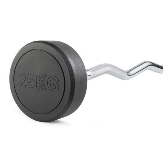 Штанга неразборная обрезиненная 25 кг. Изогнутый гриф. VictoryFit VF-DX5250