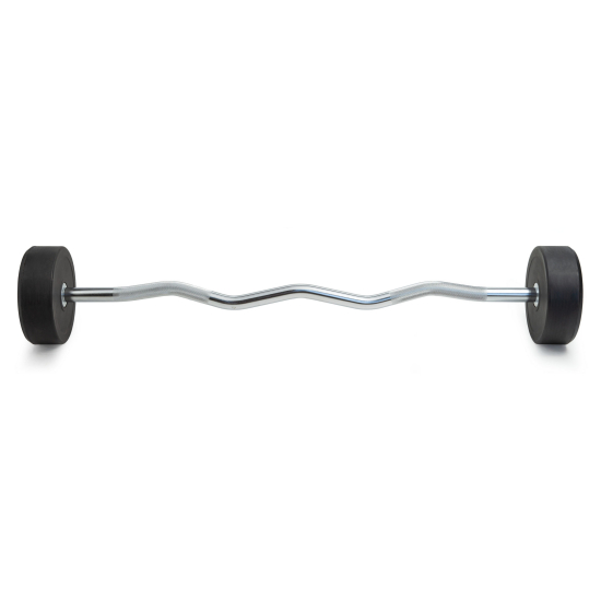 Штанга неразборная обрезиненная 25 кг. Изогнутый гриф. VictoryFit VF-DX5250