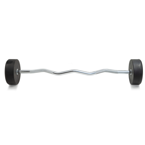 Штанга неразборная обрезиненная 30 кг. Изогнутый гриф. VictoryFit VF-DX5300