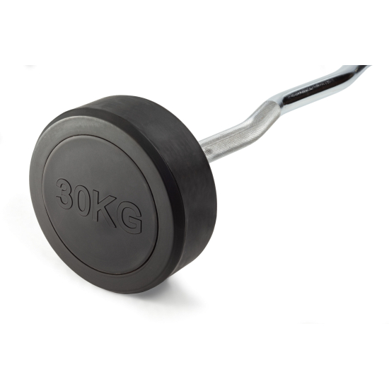 Штанга неразборная обрезиненная 30 кг. Изогнутый гриф. VictoryFit VF-DX5300