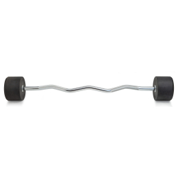 Штанга неразборная обрезиненная 35 кг. Изогнутый гриф. VictoryFit VF-DX5350