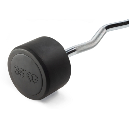 Штанга неразборная обрезиненная 35 кг. Изогнутый гриф. VictoryFit VF-DX5350