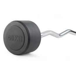 Штанга неразборная обрезиненная 40 кг. Изогнутый гриф. VictoryFit VF-DX5400