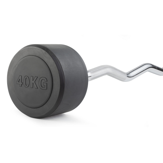 Штанга неразборная обрезиненная 40 кг. Изогнутый гриф. VictoryFit VF-DX5400