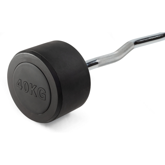 Штанга неразборная обрезиненная 40 кг. Изогнутый гриф. VictoryFit VF-DX5400