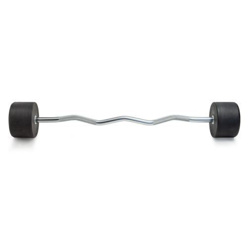 Штанга неразборная обрезиненная 45 кг. Изогнутый гриф. VictoryFit VF-DX5450
