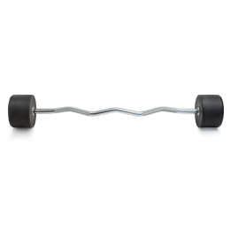 Штанга неразборная обрезиненная 45 кг. Изогнутый гриф. VictoryFit VF-DX5450