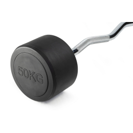 Штанга неразборная обрезиненная 50 кг. Изогнутый гриф. VictoryFit VF-DX5500