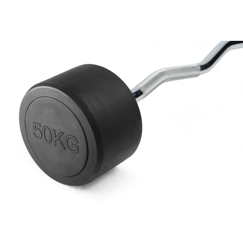 Штанга неразборная обрезиненная 50 кг. Изогнутый гриф. VictoryFit VF-DX5500