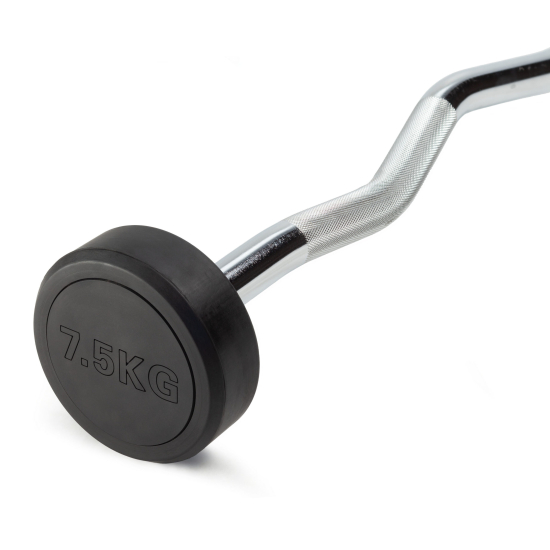 Штанга неразборная обрезиненная 7,5 кг. Изогнутый гриф. VictoryFit VF-DX5075