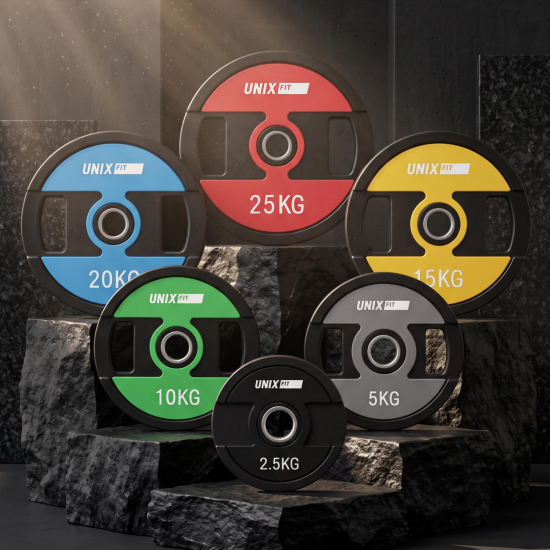 Набор дисков уретановых с хватом UNIX Fit PRO от 2,5 до 25 кг, 6 шт.