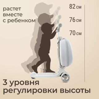 Самокат UNIX Kids Backpack Ocean / Океан с рюкзаком серый
