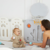 Манеж UNIX Kids Deluxe / Делюкс серый180 x 200 см, с баскетбольным кольцом и ковриком