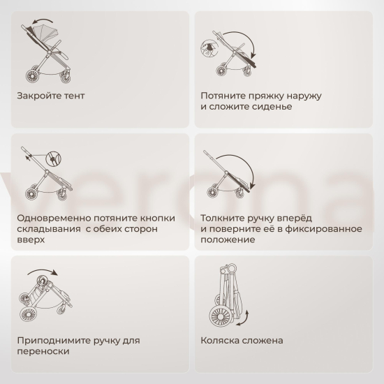 Коляска прогулочная UNIX Kids Verona / Верона бежевый